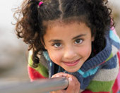 playing on playground equipment